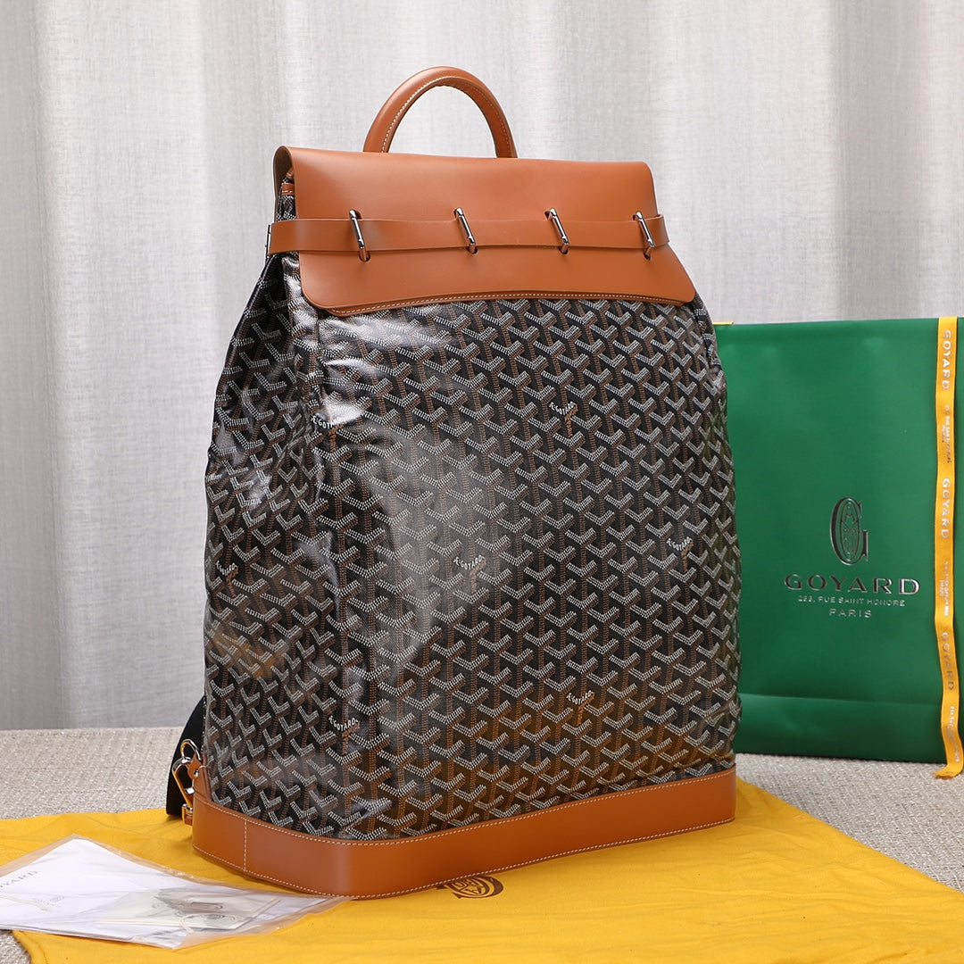 Goya*d black Goya*dine & brown leather steamer bag - image 4