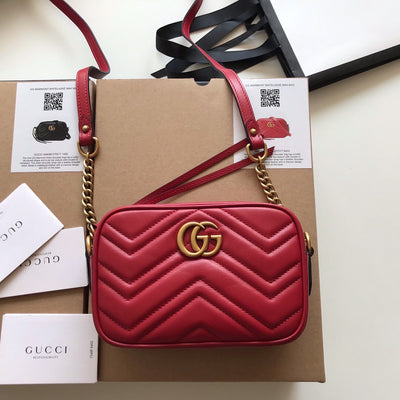 Guc*i calfskin matelasse mini gg marmont chain shoulder - main image