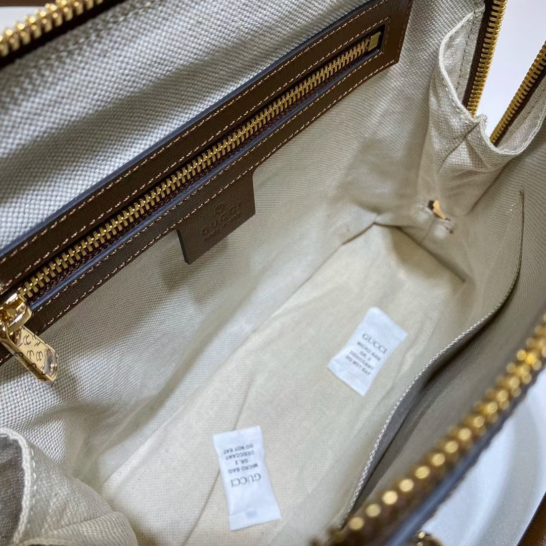 Guc*i gg supreme canvas horsebit 1955 small top handle bag - image 4
