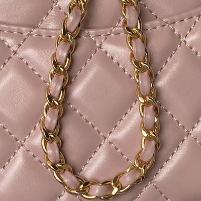 Chan*l 22b small flap bag gem chain dust pink - image 3