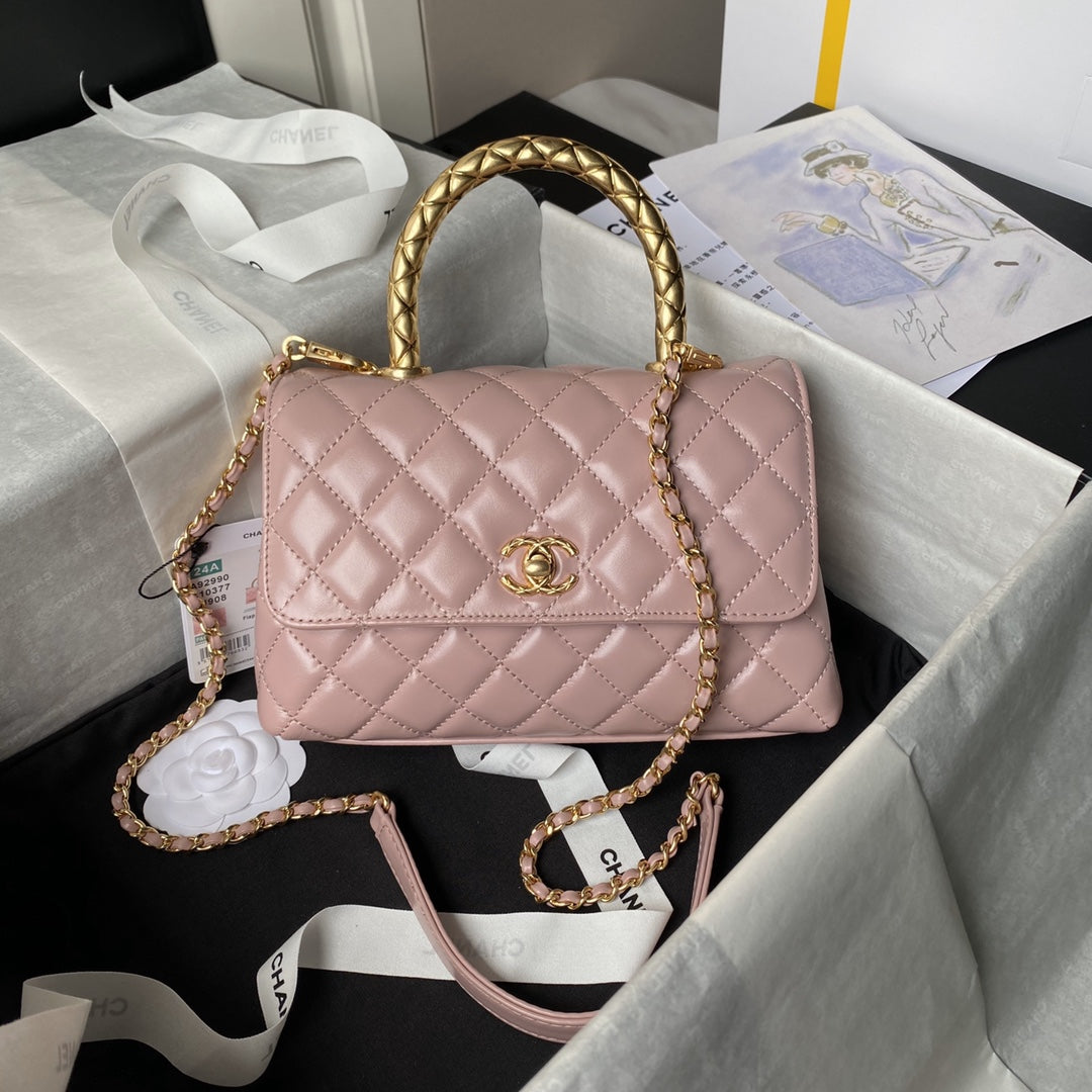 Chan*l 22b small flap bag gem chain dust pink - main image