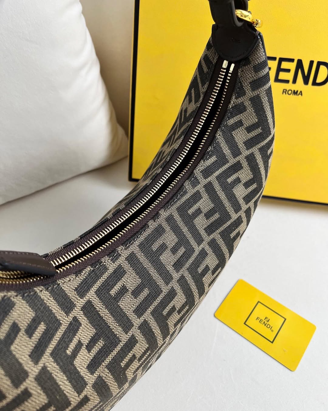 Fe*di graphy small brown ff jacquard bag - image 3