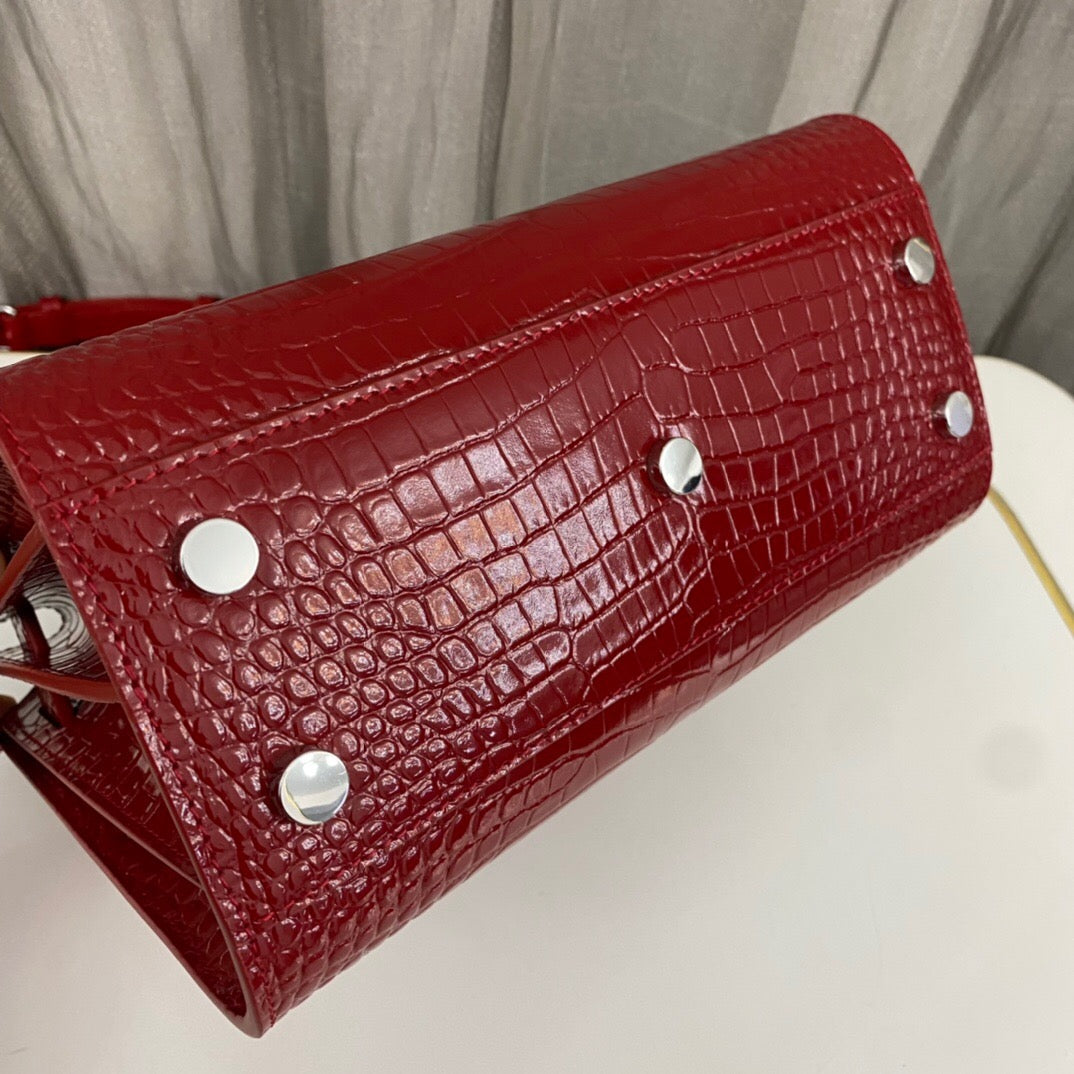 saint laurent paris saint laurent red croc embossed leather nano classic sac de jour tote - image 3