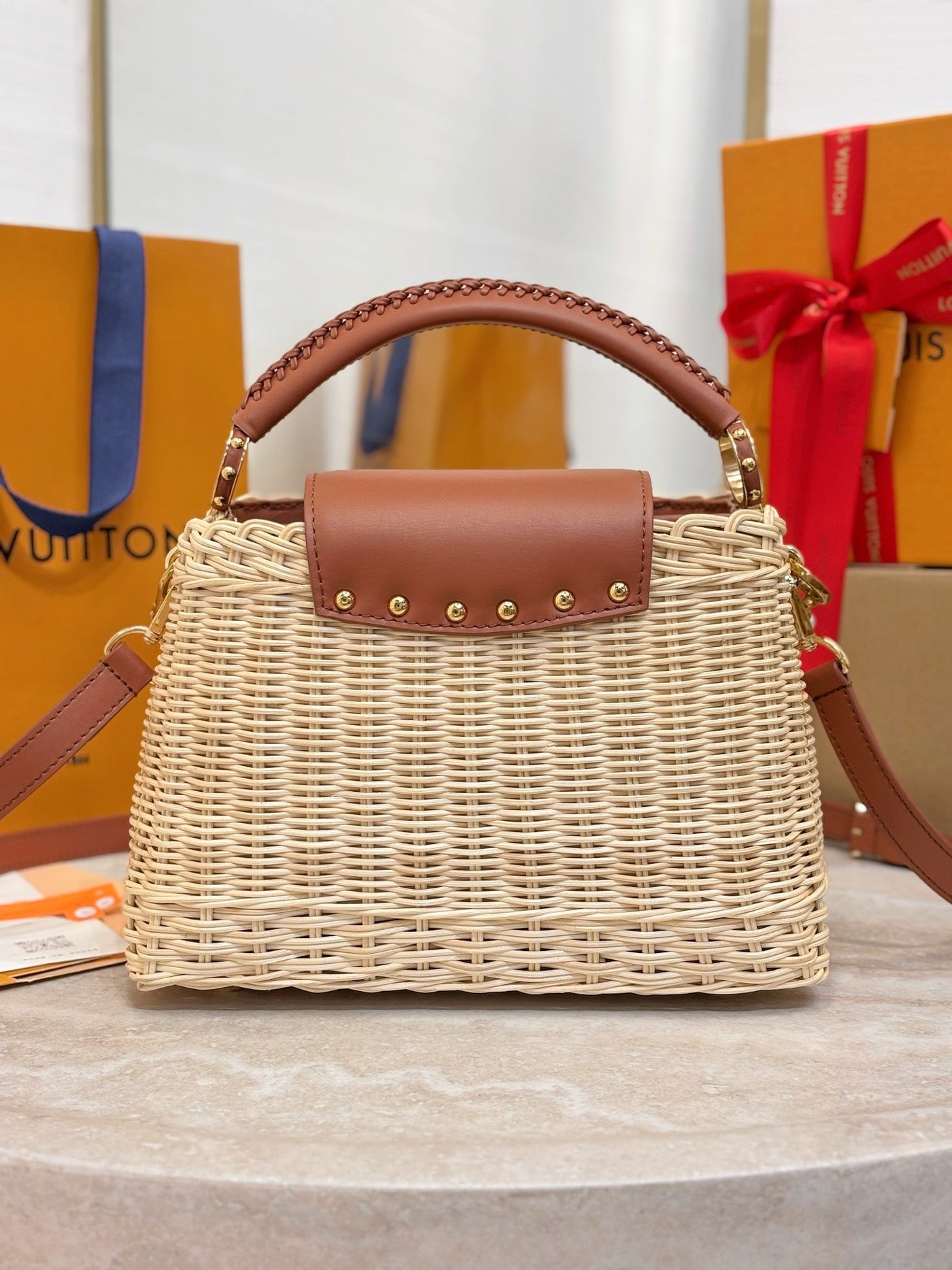 Lou*s Vuitt*n capucines bb handbag brown beige - image 5