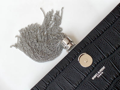 saint laurent black leather small kate tassel crossbody bag sliver - image 2