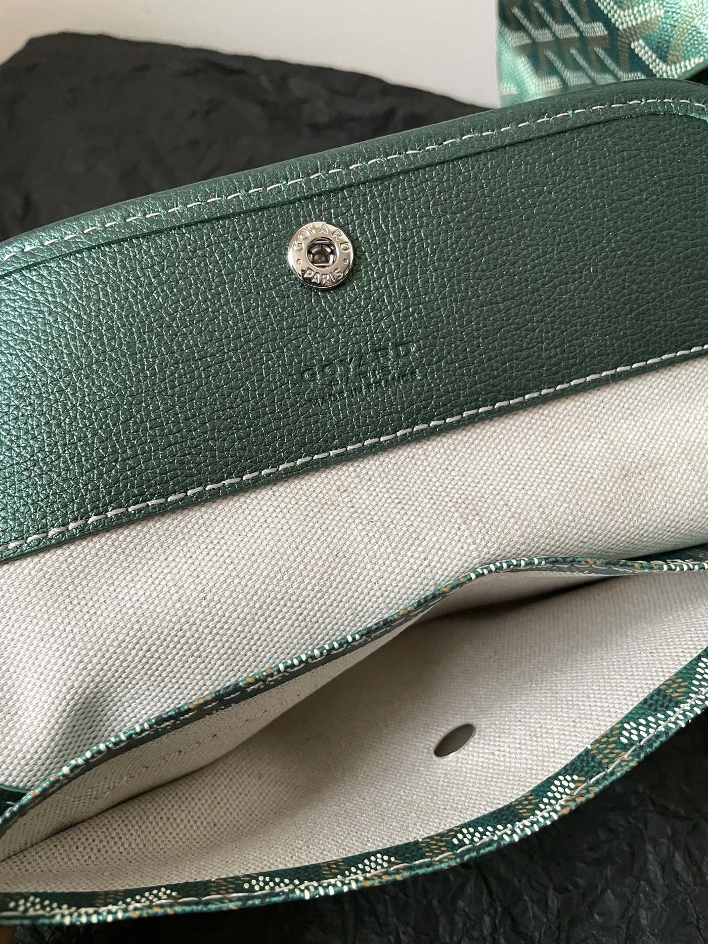 Goya*d green Goya*dine coated canvas and leather saint Lou*s gm tote - image 5