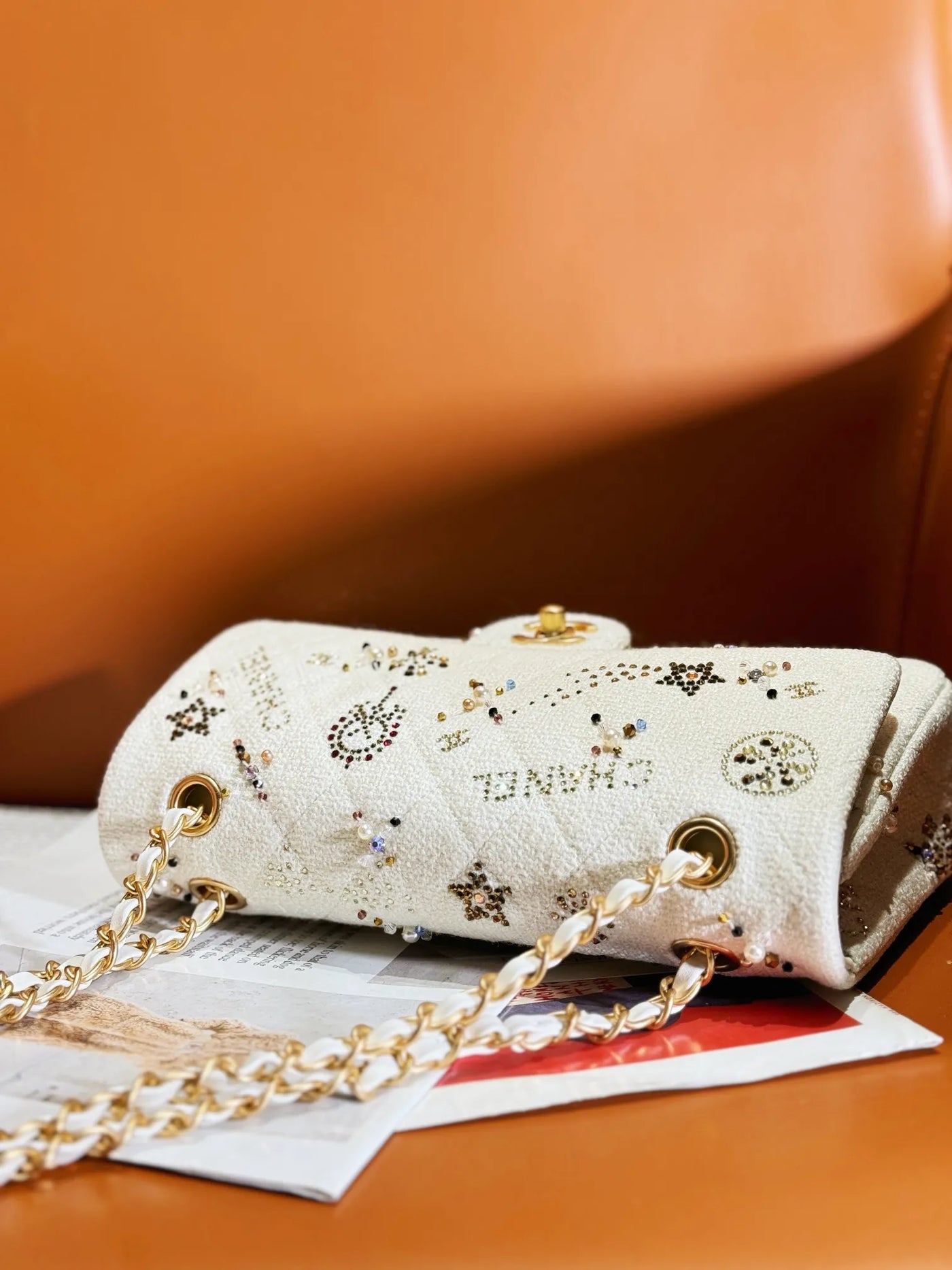 Chan*l flap bag leather bag with gold hardware - image 3