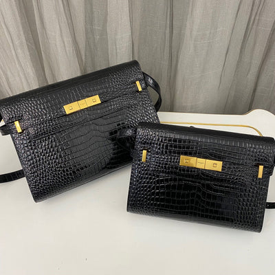 saint laurent manhattan crocodile-embossed shoulder bag - main image