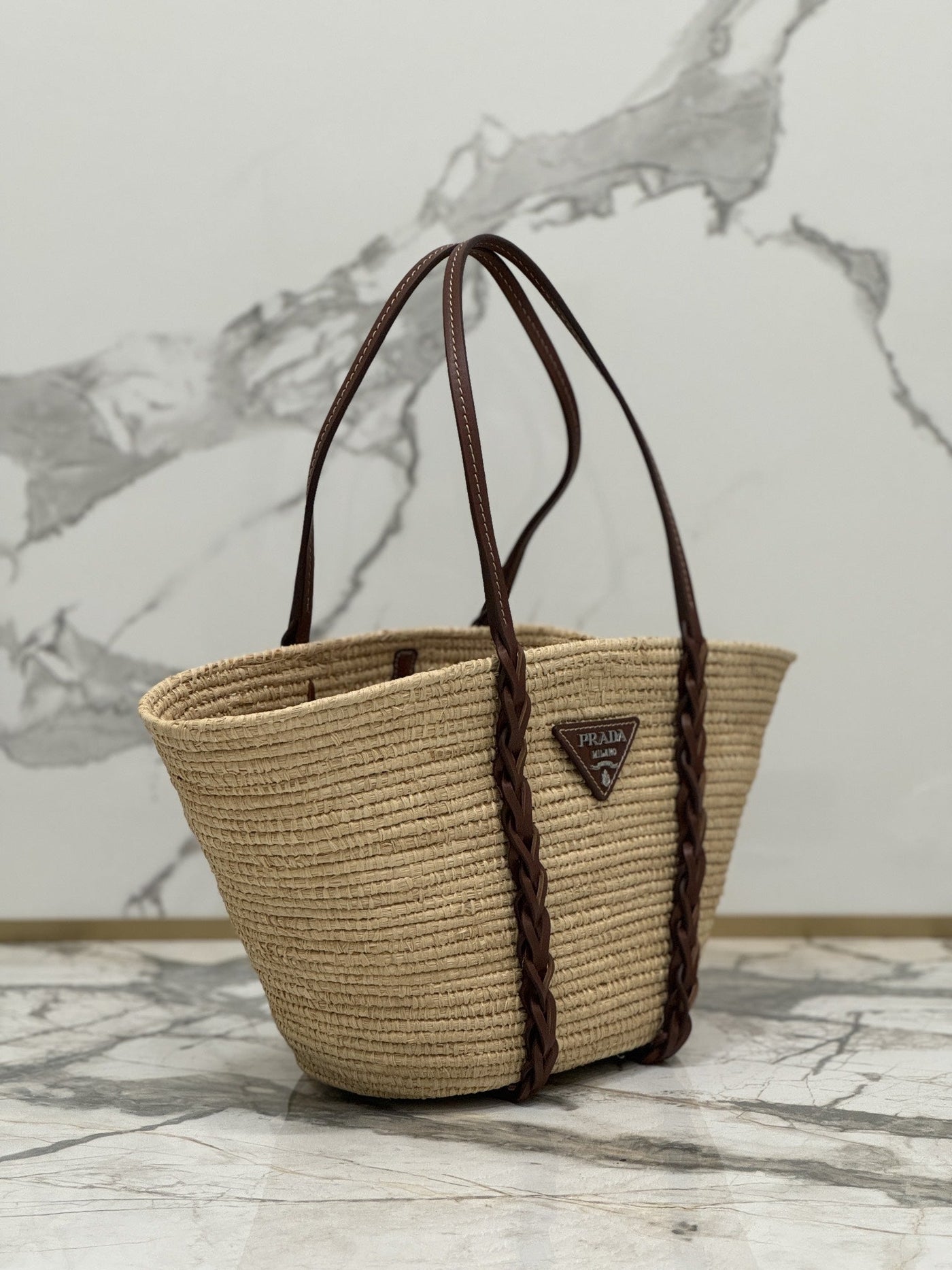 Pr*da braided handle basket bag - image 4