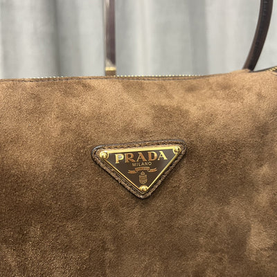 Pr*da brown medium suede shoulder bag - image 3