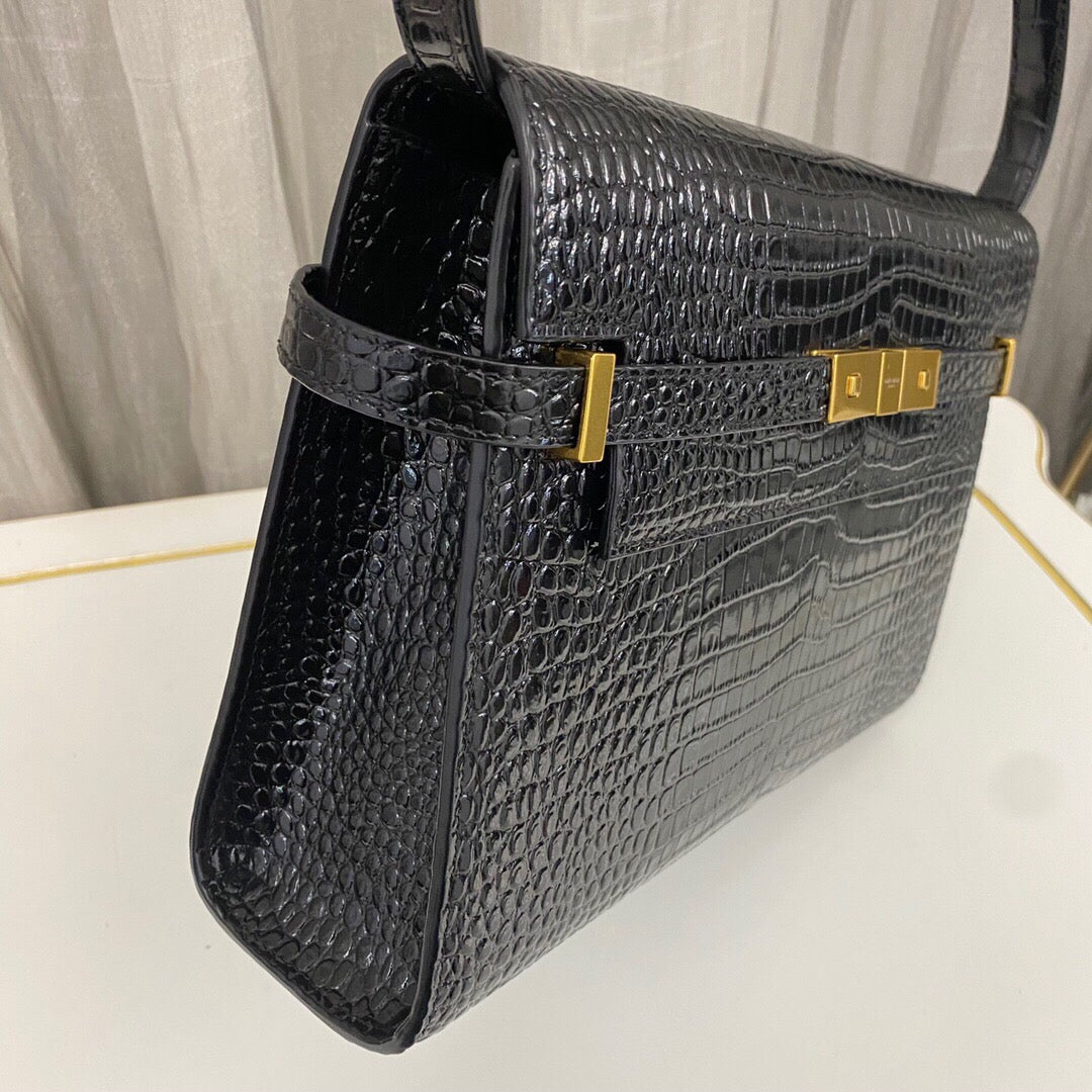 saint laurent manhattan crocodile-embossed shoulder bag - image 3