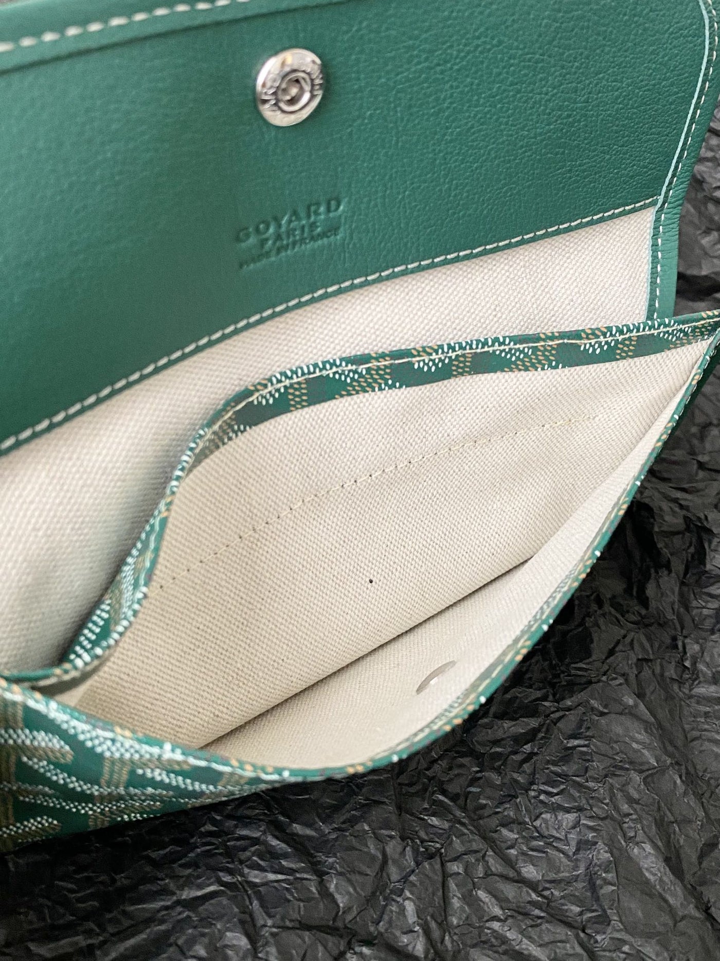 Goya*d green Goya*dine canvas & chevroches calfskin saint Lou*s pm tote - image 3