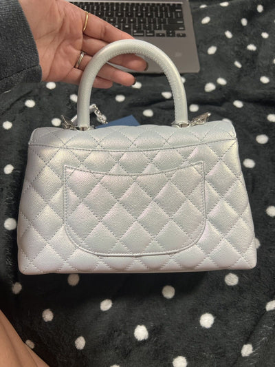Chan*l coco handbag leather light grey woman’s 23cm - image 3