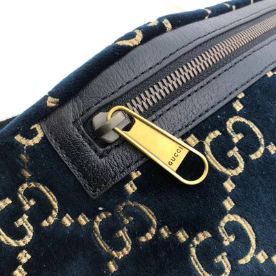 Guc*i belt bag gg velvet blue in velvet with brass-tone - image 4