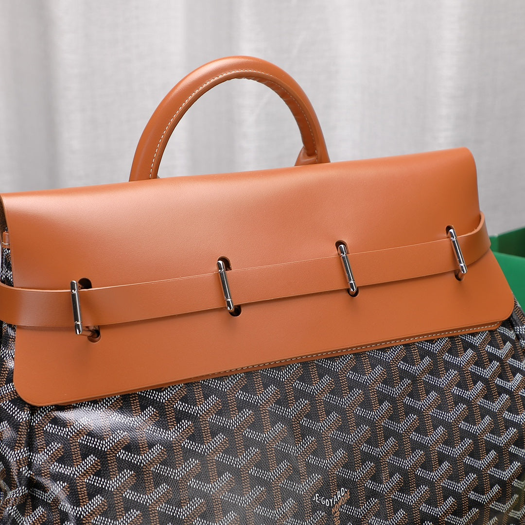 Goya*d black Goya*dine & brown leather steamer bag - image 5