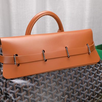Goya*d black Goya*dine & brown leather steamer bag - image 5