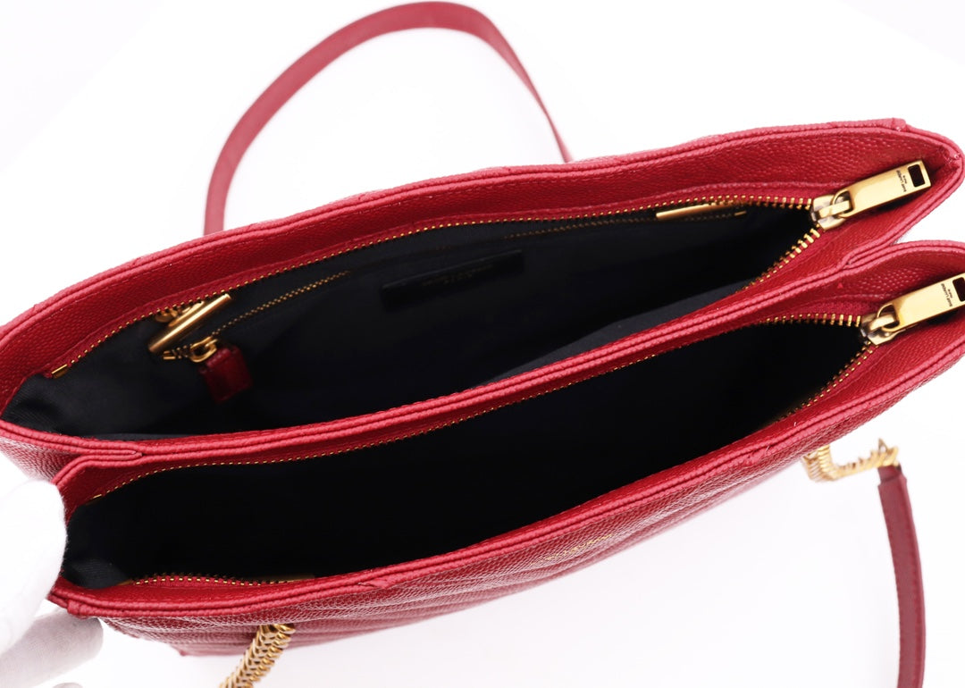 saint laurent tribeca shoulder bag in burgundy leather - image 6