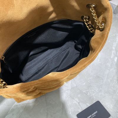 saint laurent puffer toy quilted leather-trimmed suede shoulder bag - image 4
