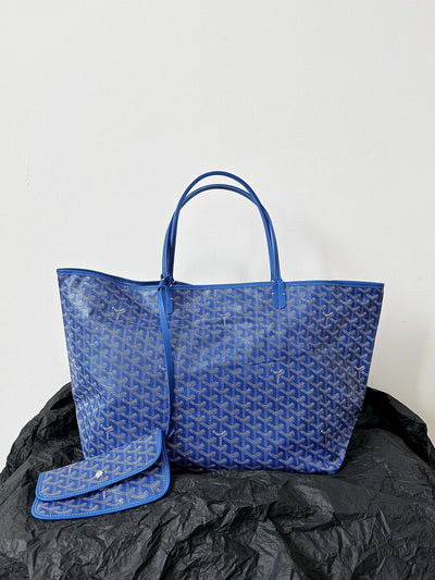 Goya*d blue Goya*dine canvas & chevroches calfskin saint Lou*s pm tote - image 2