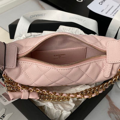 Chan*l mini gold chain bag, light pink cn628 - image 2