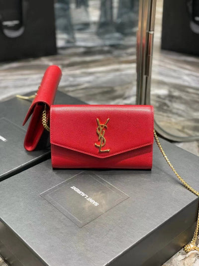 saint laurent grain de poudre uptown chain wallet white - image 4