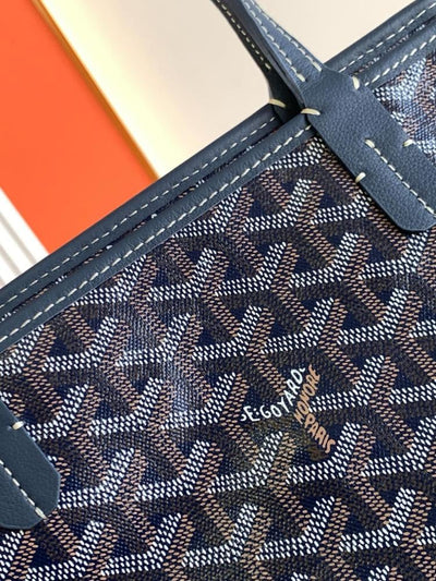 Goya*d navy blue Goya*dine coated canvas and leather saint Lou*s pm tote - image 8