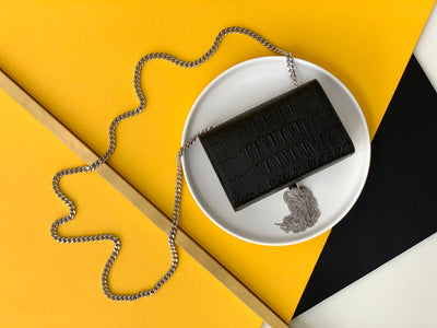 saint laurent black leather small kate tassel crossbody bag sliver - image 4