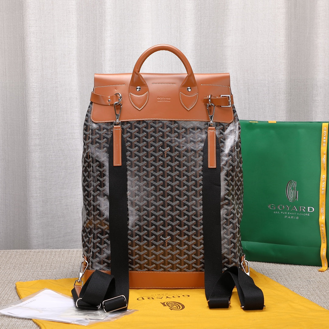 Goya*d black Goya*dine & brown leather steamer bag - image 7