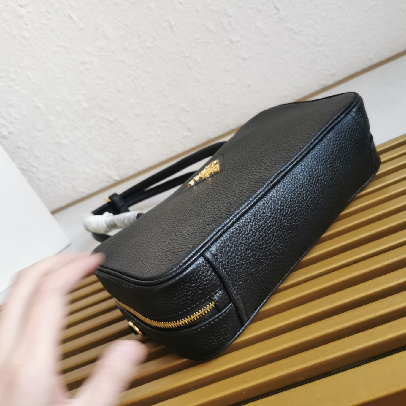 Pr*da medium leather top-handle bag in black - image 4