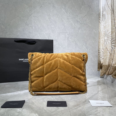 saint laurent puffer toy quilted leather-trimmed suede shoulder bag - image 5
