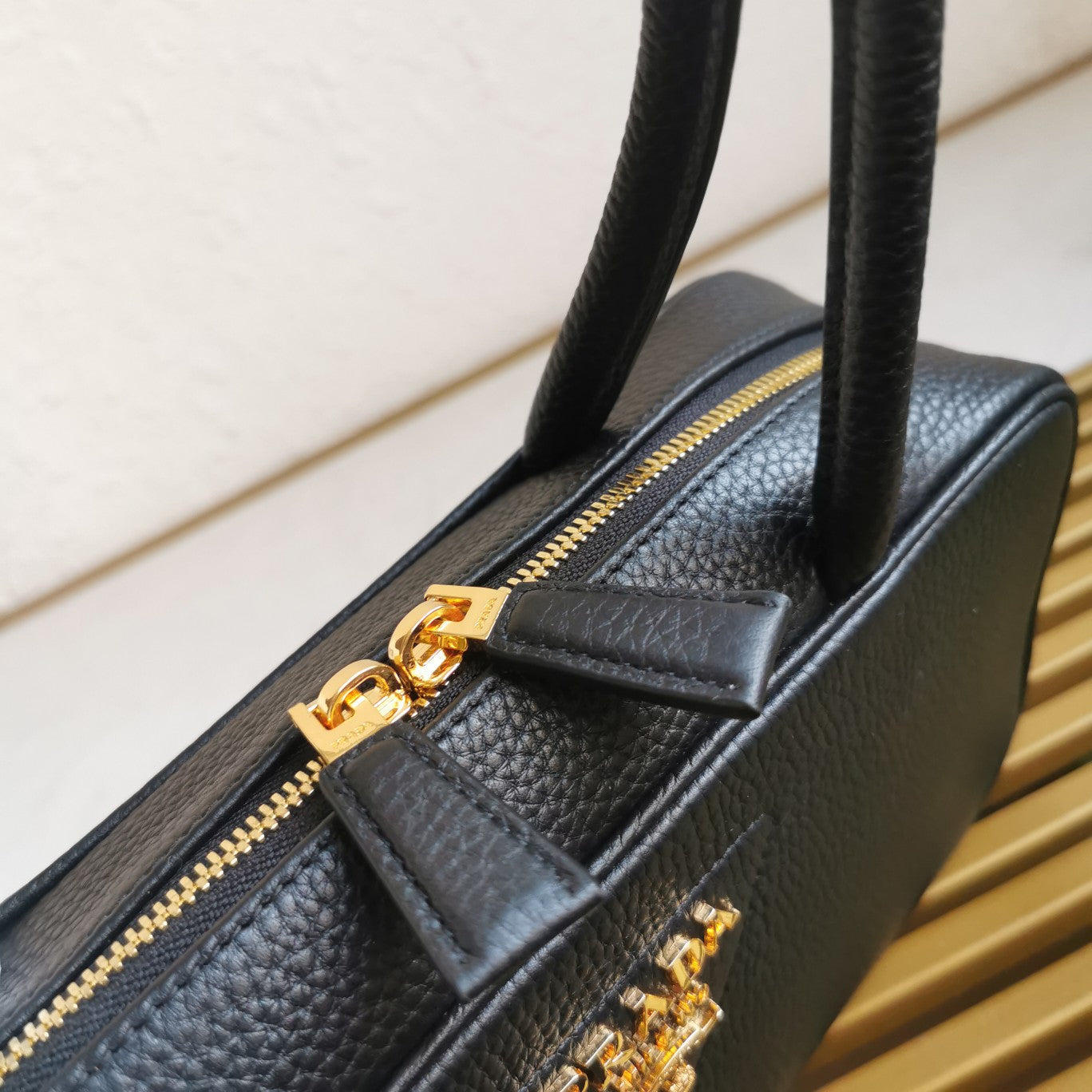 Pr*da medium leather top-handle bag in black - image 5