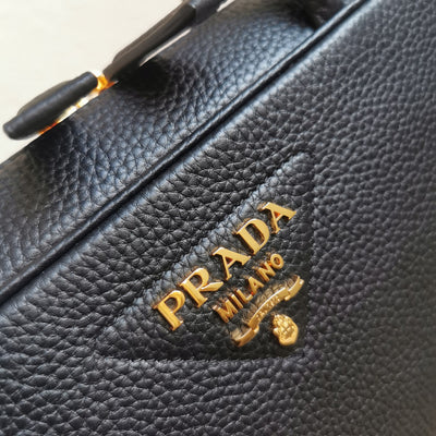 Pr*da medium leather top-handle bag in black - image 6
