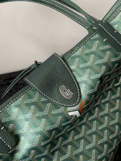 Goya*d green Goya*dine coated canvas and leather saint Lou*s gm tote - image 8