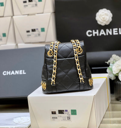 Chan*l charm backpack replica 11 black smooth leather 18x18x8cm - image 7