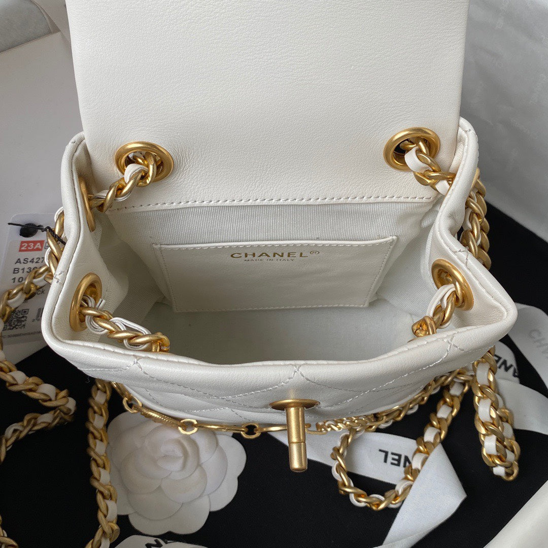 Chan*l charm mini backpack like auth lock handle plated 18cm - image 6