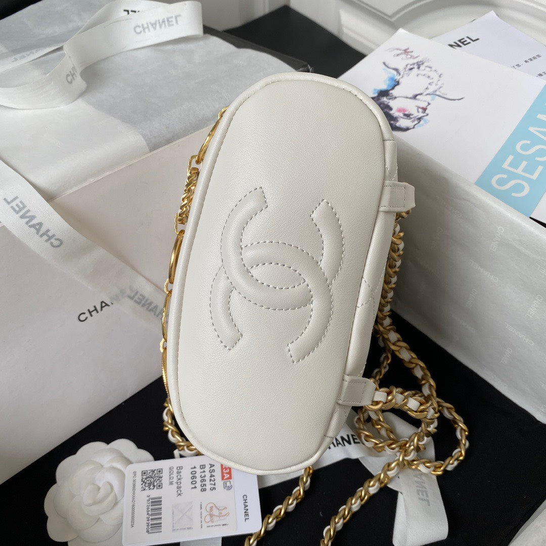 Chan*l charm mini backpack like auth lock handle plated 18cm - image 7