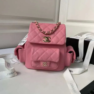 Chan*l backpack duma mini replica 11 pink lock gold 21.5×19.5x12cm - main image