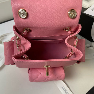Chan*l backpack duma mini replica 11 pink lock gold 21.5×19.5x12cm - image 3