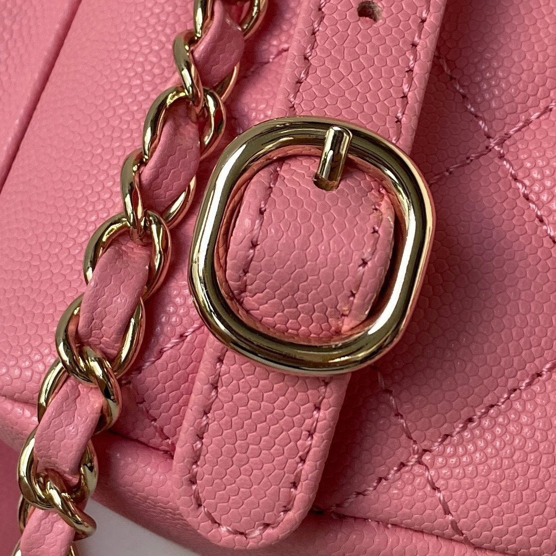 Chan*l backpack duma mini replica 11 pink lock gold 21.5×19.5x12cm - image 4