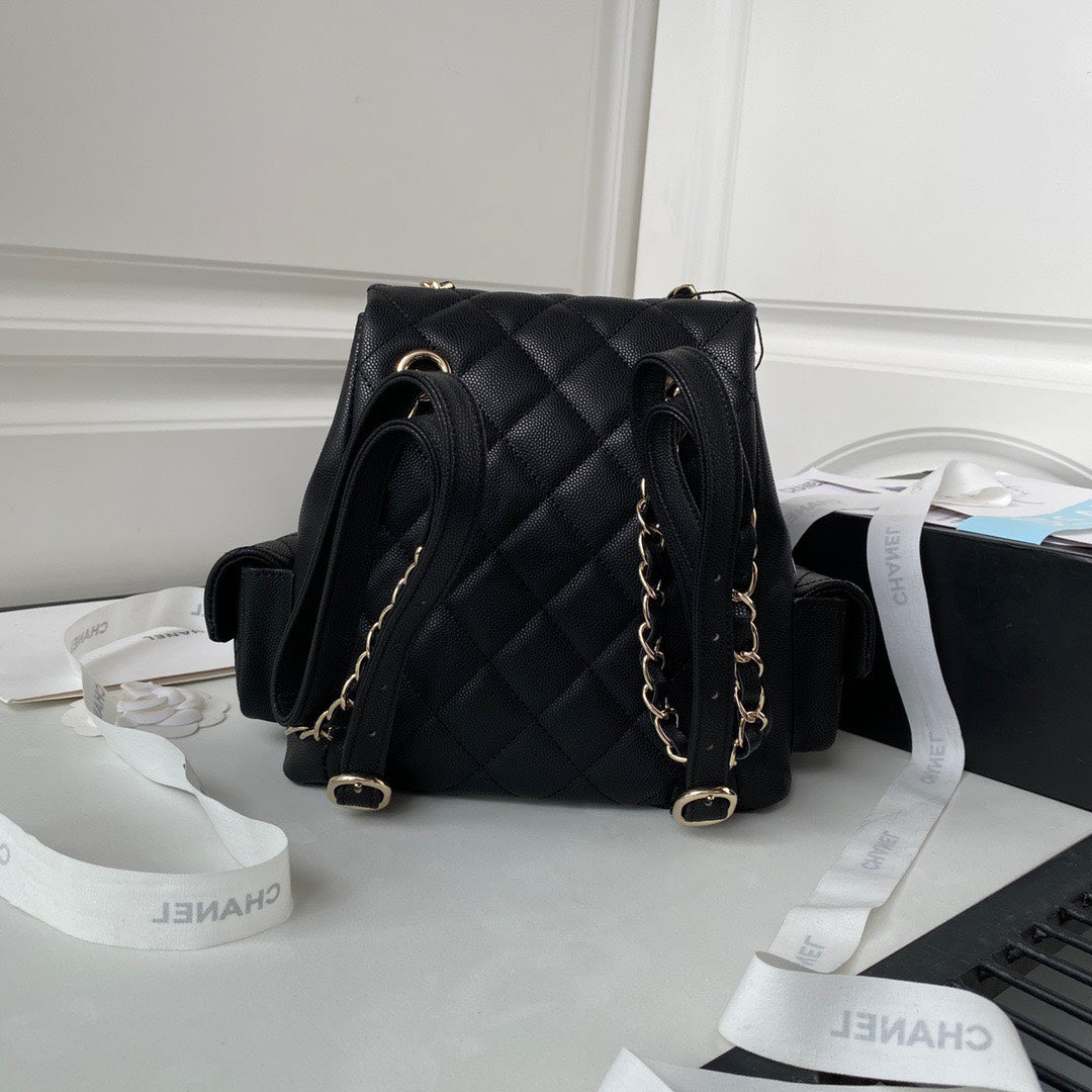Chan*l mini duma backpack lock gold 21.5×19.5x12cm - image 4