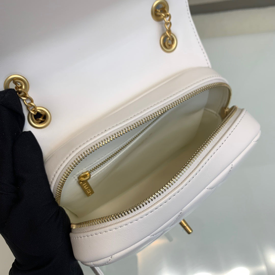 Chan*l mini backpack replica 11 milk white with gold lock 18x20x11.5cm - image 2