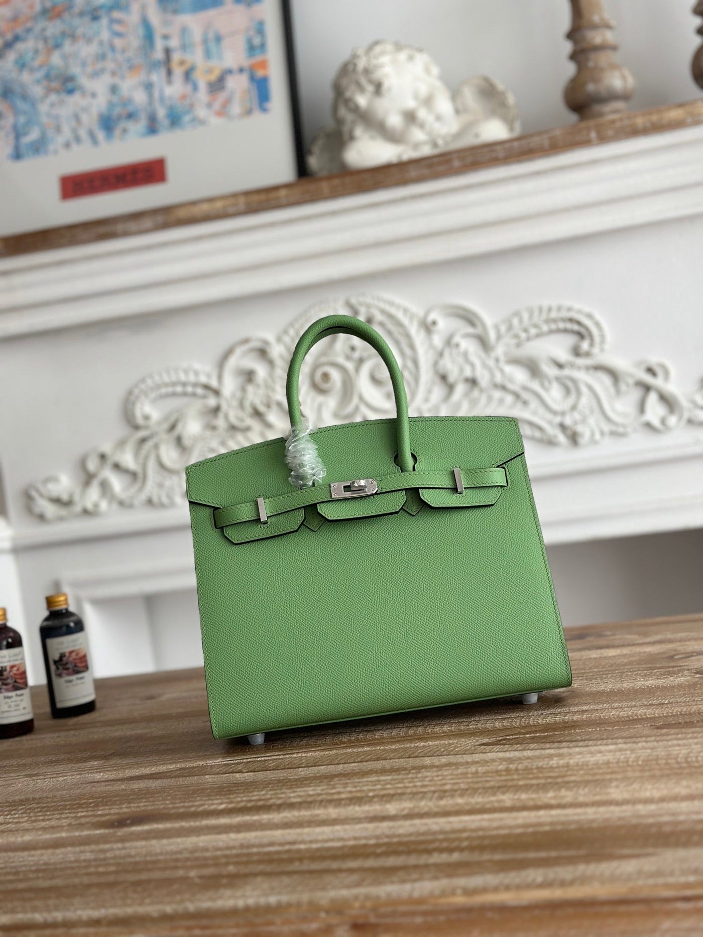 HM BIRKIN 25CM GREEN LEATHER GOLD HARDWARE