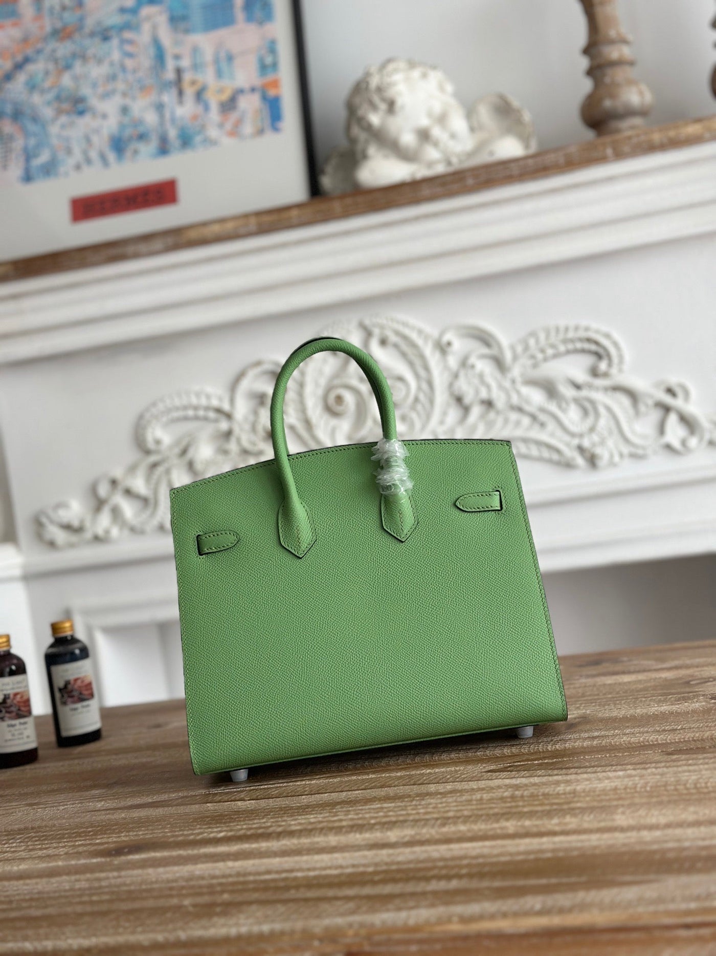 HM BIRKIN 25CM GREEN LEATHER GOLD HARDWARE