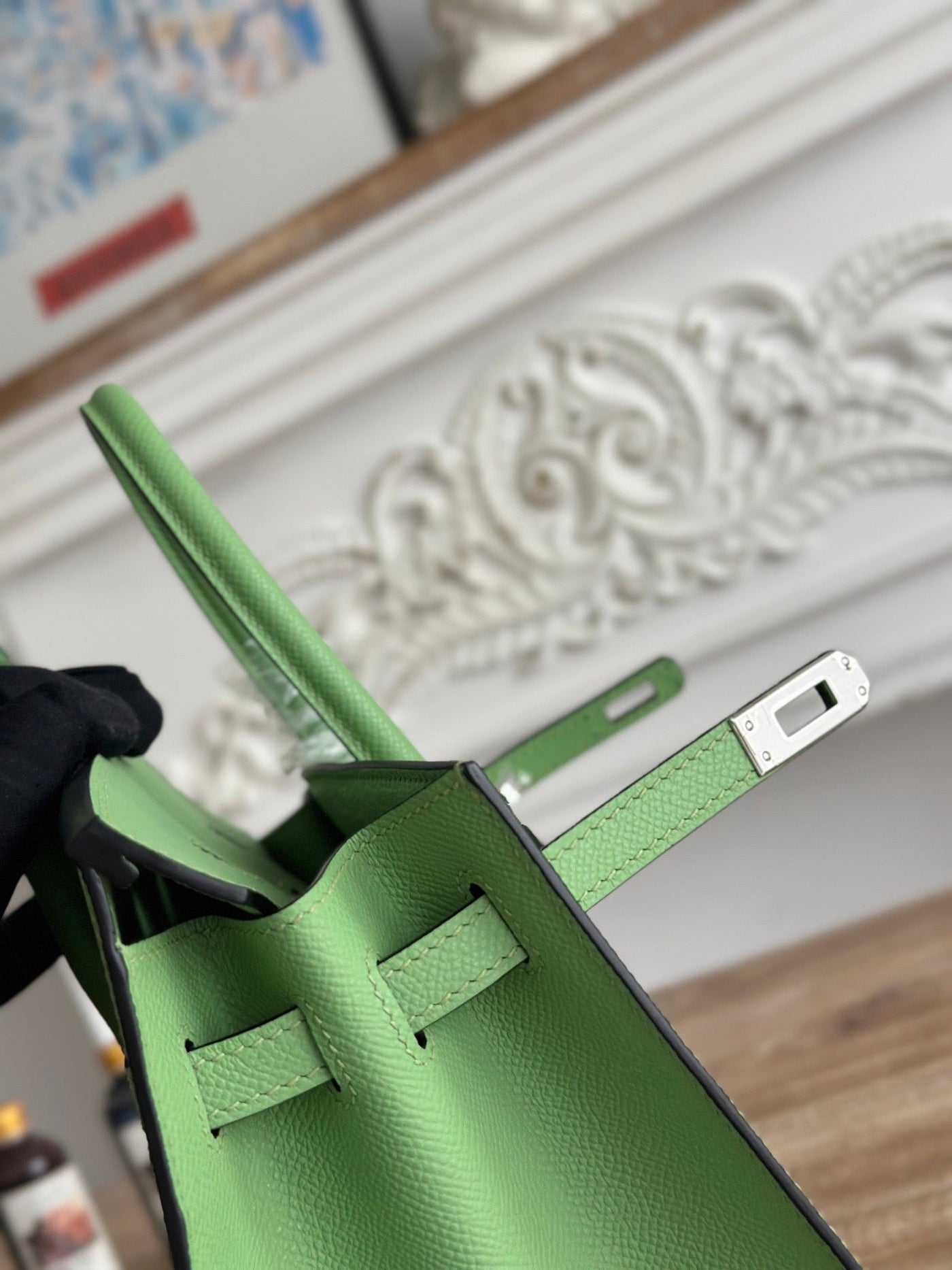 HM BIRKIN 25CM GREEN LEATHER GOLD HARDWARE