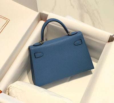 HM KELLY MINI 20 BLUE GOLD HARDWARE
