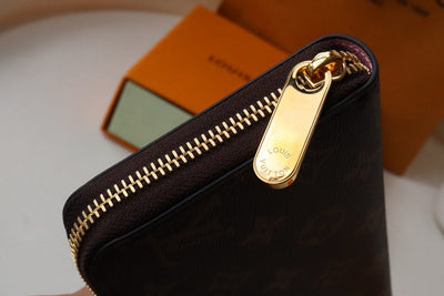 ZIPPY WALLET 19 CM IN BROWN MONOGRAM CALFSKIN WITH COLORFUL STICKER