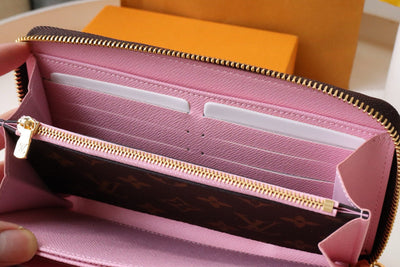 ZIPPY WALLET 19 CM IN BROWN MONOGRAM CALFSKIN WITH COLORFUL STICKER