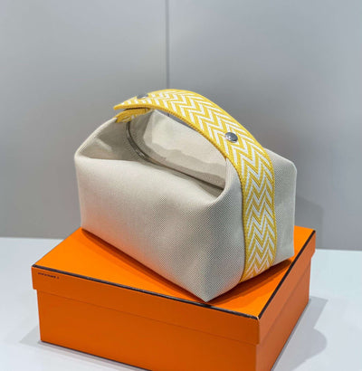 Herm*s bride a brac pm clutch bag yellow fabric 12x20x10cm - image 3