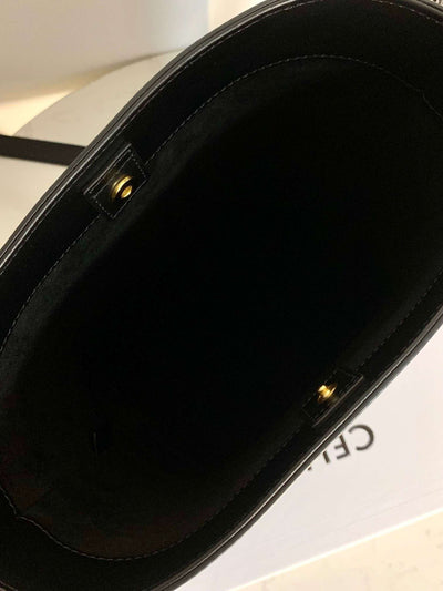 Cel*ne small bucket cuir triomphe handbag black bucket shape 30x22x12cm - image 8