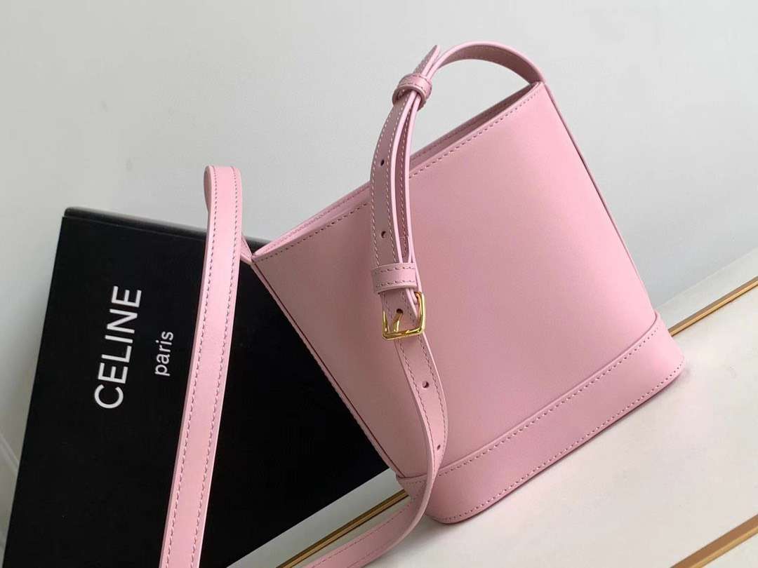 Cel*ne small bucket cuir triomphe mini pink bag 19.5x16x7cm - image 3
